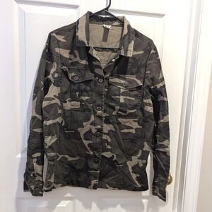 Y2K Grunge Utility Field Jacket Military Streetwear Army Camo Forever 21 L‎